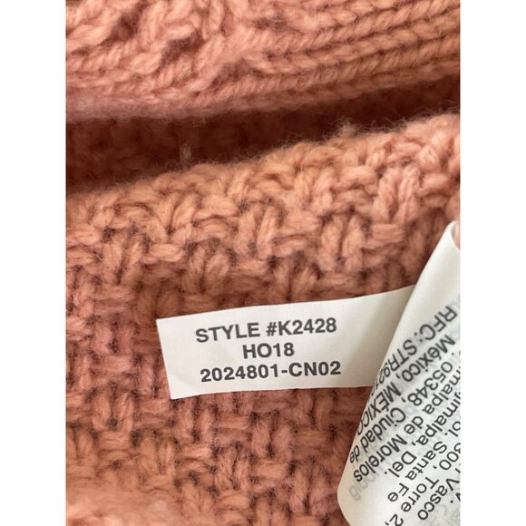 J Crew Cable Knit Patchwork Wool Blend Tunic Sweater K2428 Seashell Pink Small - Picture 10 of 11